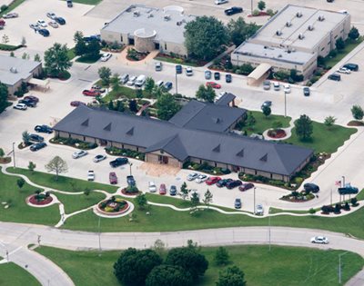 Aerial shot of a Chickasaw Nation building
